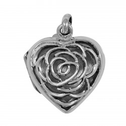 Sterling Silver Rose Heart Filigree Locket