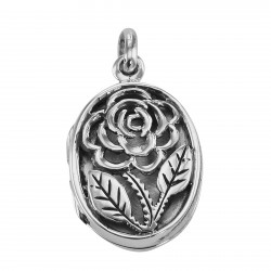Sterling Silver Filigree Rose Oval Locket - Aromatherapy Locket Sterling Silver Filigree Rose Oval Locket - Aromatherapy Locket