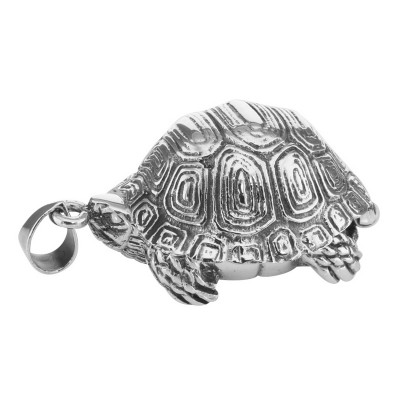 Large Turtle Locket Box Pendant - Tortoise - Sterling Silver - HP-9063