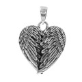 Vintage Inspired Lovely Heart Shaped Angel Wing Pendant in Fine Sterling Silver Vintage Inspired Lovely Heart Shaped Angel Wing Pendant in Fine Sterling Silver