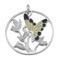 Beautiful Enamel Butterfly and Floral Pendant Sterling Silver Beautiful Enamel Butterfly and Floral Pendant Sterling Silver