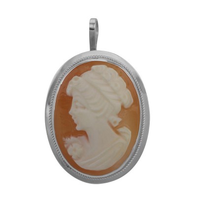 Hand Carved Italian Cameo Pin / Pendant - Roman Style - Sterling Silver - IC-P105