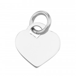 Small Heart Tag Charm Pendant - Sterling Silver