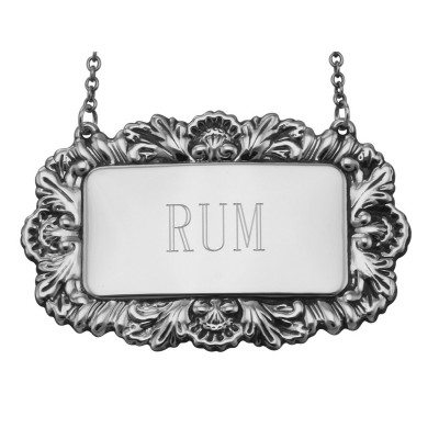 Rum Liquor Decanter Label / Tag - Sterling Silver - LL-103