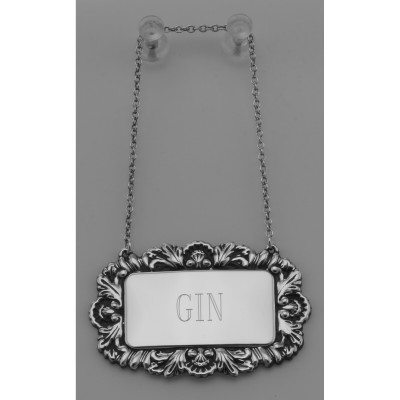 Gin  Liquor Decanter Label / Tag - Sterling Silver - LL-104