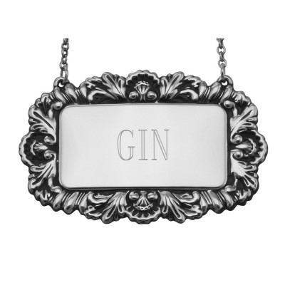 Gin  Liquor Decanter Label / Tag - Sterling Silver - LL-104