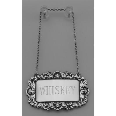 Whiskey Liquor Decanter Label / Tag - Sterling Silver - LL-105