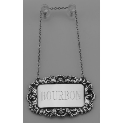 Bourbon Liquor Decanter Label / Tag - Sterling Silver - LL-106