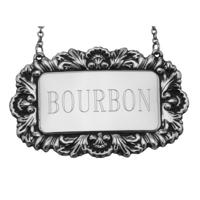 Bourbon Liquor Decanter Label / Tag - Sterling Silver - LL-106