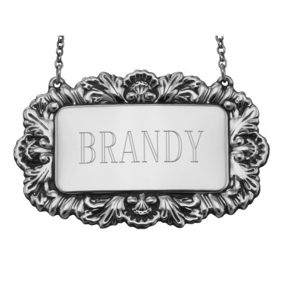 Brandy Liquor Decanter Label / Tag - Sterling Silver - LL-107 Brandy Liquor Decanter Label / Tag - Sterling Silver - LL-107