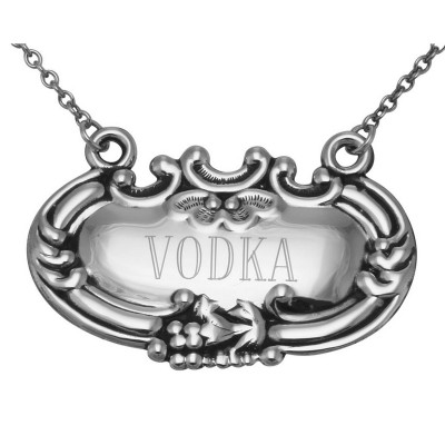 Vodka Liquor Decanter Label / Tag - Sterling Silver - LL-401