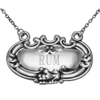 Rum Liquor Decanter Label / Tag - Sterling Silver - LL-403