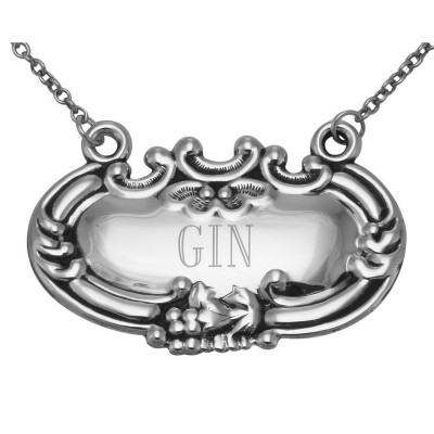 Gin Liquor Decanter Label / Tag - Sterling Silver - LL-404
