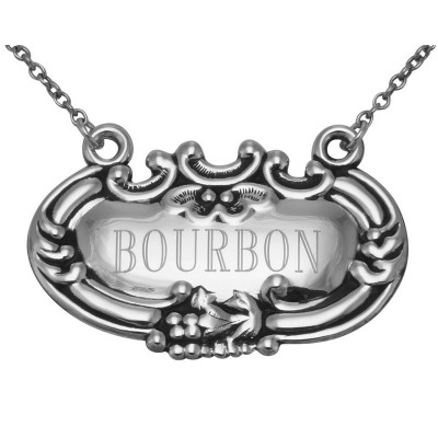 Bourbon Liquor Decanter Label / Tag - Sterling Silver - LL-406