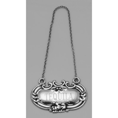 Tequila Liquor Decanter Label / Tag - Sterling Silver - LL-409 Tequila Liquor Decanter Label / Tag - Sterling Silver - LL-409