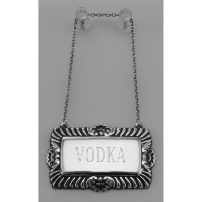 Vodka Liquor Decanter Label / Tag - Sterling Silver - LL-501
