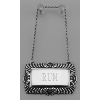 Rum Liquor Decanter Label / Tag - Sterling Silver - LL-503