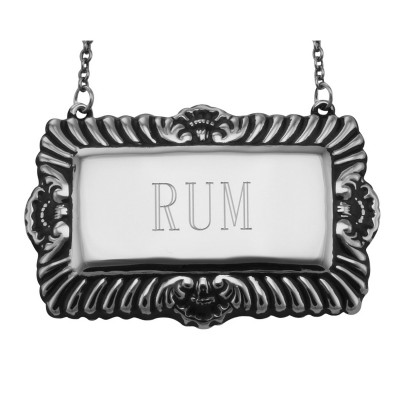 Rum Liquor Decanter Label / Tag - Sterling Silver - LL-503