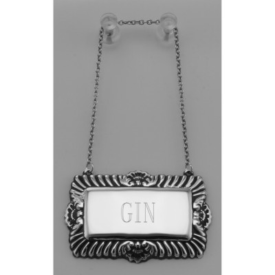 Gin Liquor Decanter Label / Tag - Sterling Silver - LL-504