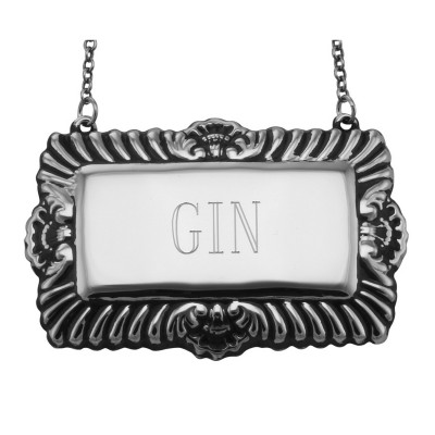 Gin Liquor Decanter Label / Tag - Sterling Silver - LL-504
