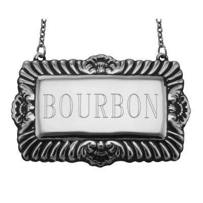 Bourbon Liquor Decanter Label / Tag - Sterling Silver - LL-506
