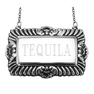 Tequila Liquor Decanter Label / Tag - Sterling Silver - LL-509