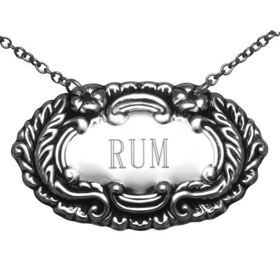 Rum Liquor Decanter Label / Tag - Sterling Silver - LL-603