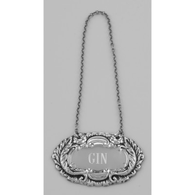 Gin Liquor Decanter Label / Tag - Sterling Silver - LL-604