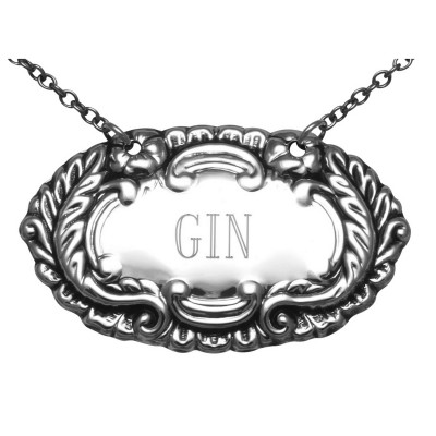 Gin Liquor Decanter Label / Tag - Sterling Silver - LL-604