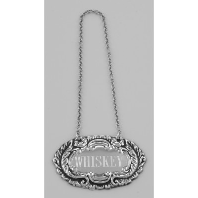 Whiskey Liquor Decanter Label / Tag - Sterling Silver - LL-605