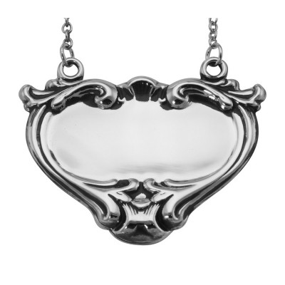 Blank Liquor Decanter Label / Tag Heart Shape Style - Sterling Silver - LL-700
