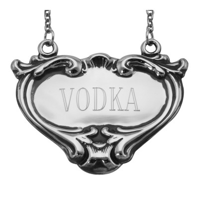 Vodka Liquor Decanter Label / Tag - Sterling Silver - LL-701