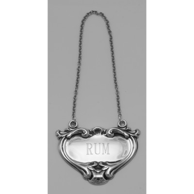 Rum Liquor Decanter Label / Tag - Sterling Silver - LL-703