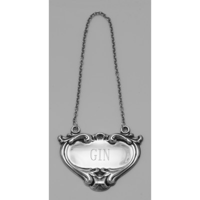 Gin Liquor Decanter Label / Tag - Sterling Silver - LL-704