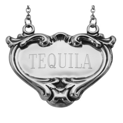 Tequila Liquor Decanter Label / Tag - Sterling Silver - LL-709