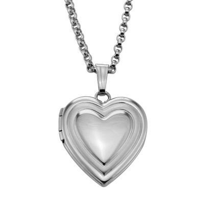 Sterling Heart Shaped Locket - Engravable - 14mm - Made in USA - MF-2268