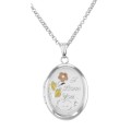 Sterling Silver Oval Locket - I Love You with Chain - 16mm
