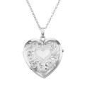 Sterling Silver (4) Four Photo Heart Locket with Chain - USA