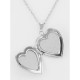 Sterling Silver Floral Heart Locket with Chain - 19mm - Made in USA - MF-577