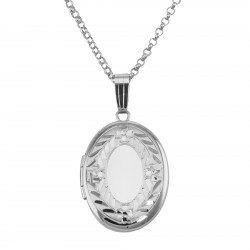 Oval Silver Locket Border Design - 16mm Oval Silver Locket Border Design - 16mm