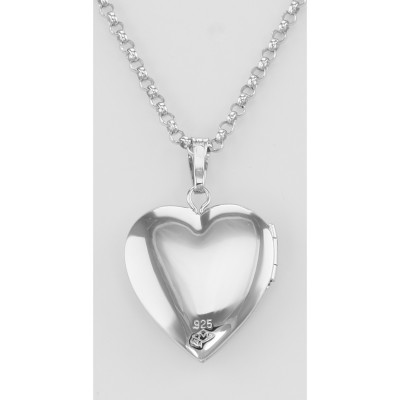 Sterling Silver Heart Locket Satin Finish with Chain - 16mm - USA - MF-591