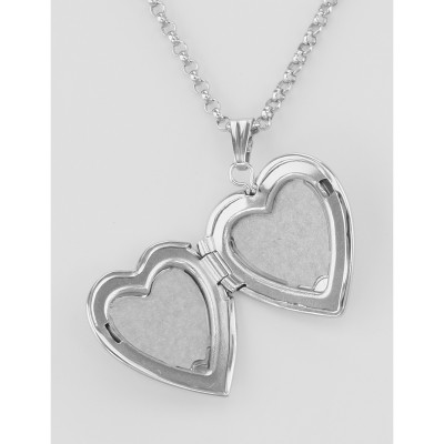 Sterling Silver Heart Locket Satin Finish with Chain - 16mm - USA - MF-591
