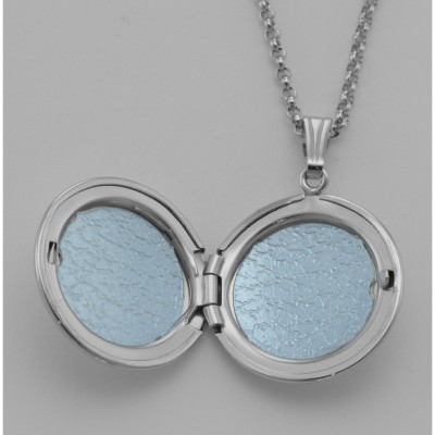 Sterling Silver Round Locket - Engravable - 19mm - MF-866