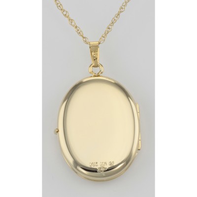 14K Gold Filled Oval Floral Four Photo Locket with Chain - 22mm USA - MFGF-5113-A