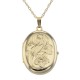 14K Gold Filled Oval Floral Four Photo Locket with Chain - 22mm USA - MFGF-5113-A