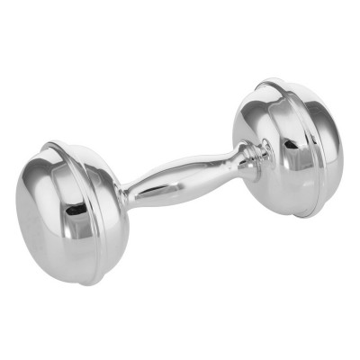 Dumbbell Sterling Silver Rattle - Engravable - USA made - ML-4621