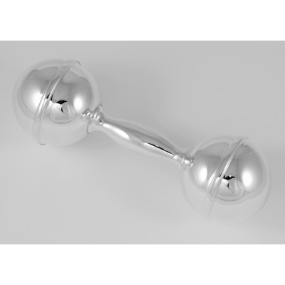 Dumbbell Sterling Silver Baby Rattle - made in the USA - ML-4641