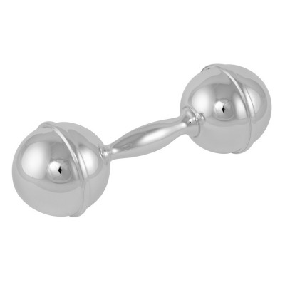 Dumbbell Sterling Silver Baby Rattle - made in the USA - ML-4641