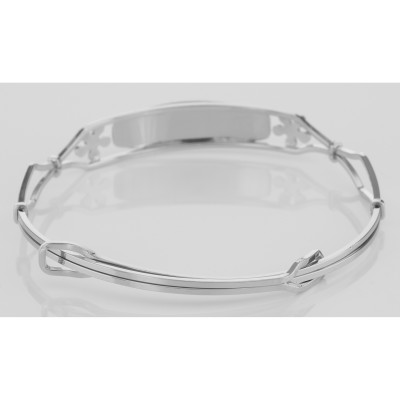 Childrens Flower ID Bangle - Adjustable - Made in USA - Sterling Silver - MM-1011