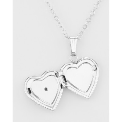 Sterling Silver Childrens Heart Diamond Locket with Chain - 12mm - MM-638
